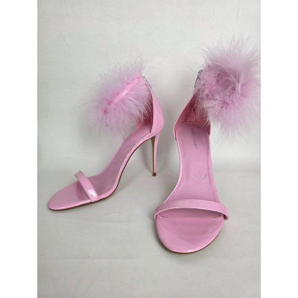 Marc Fisher LTD Genivy Feather Ankle Strap Stiletto Sandals Flamingo Pink 8.5